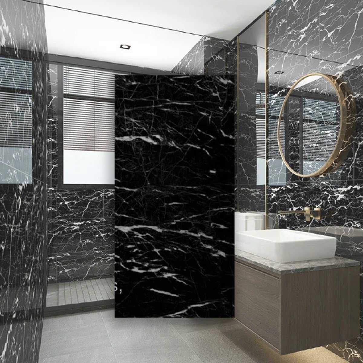 Black & White | Marble Sheet Sticker | 60x200cm | Waterproof Self-Adhesive PVC Wallpaper for Furniture Walls