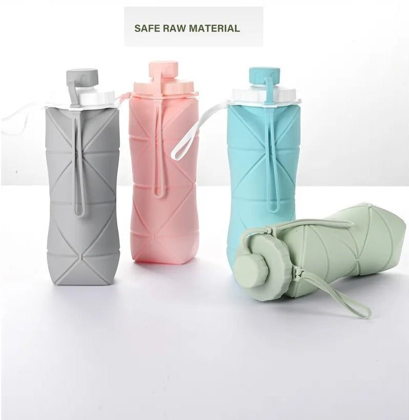 Silicone Foldable Water Bottle 600ml – Collapsible Travel Bottle, Random Color