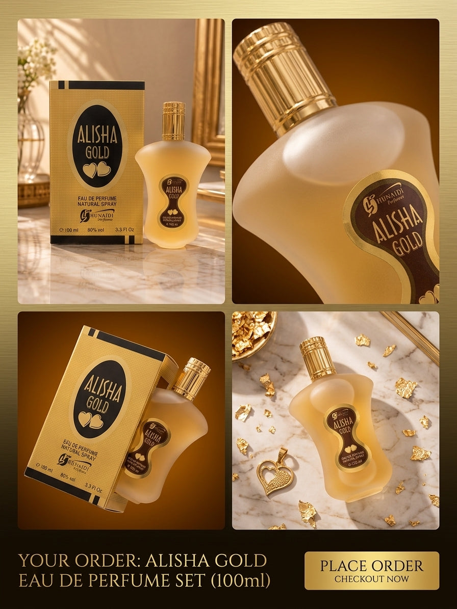 Alisha Gold Eau De Perfume by Hunaidi Perfumes – Natural Spray 100ml
